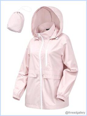 Women's Waterproof Rain Jacket Windbreaker with Hood Lightweight Packable
